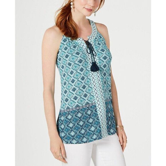 Style & Co Blouse Top Medium Blue Green Sleeveless‎ - Picture 6 of 8
